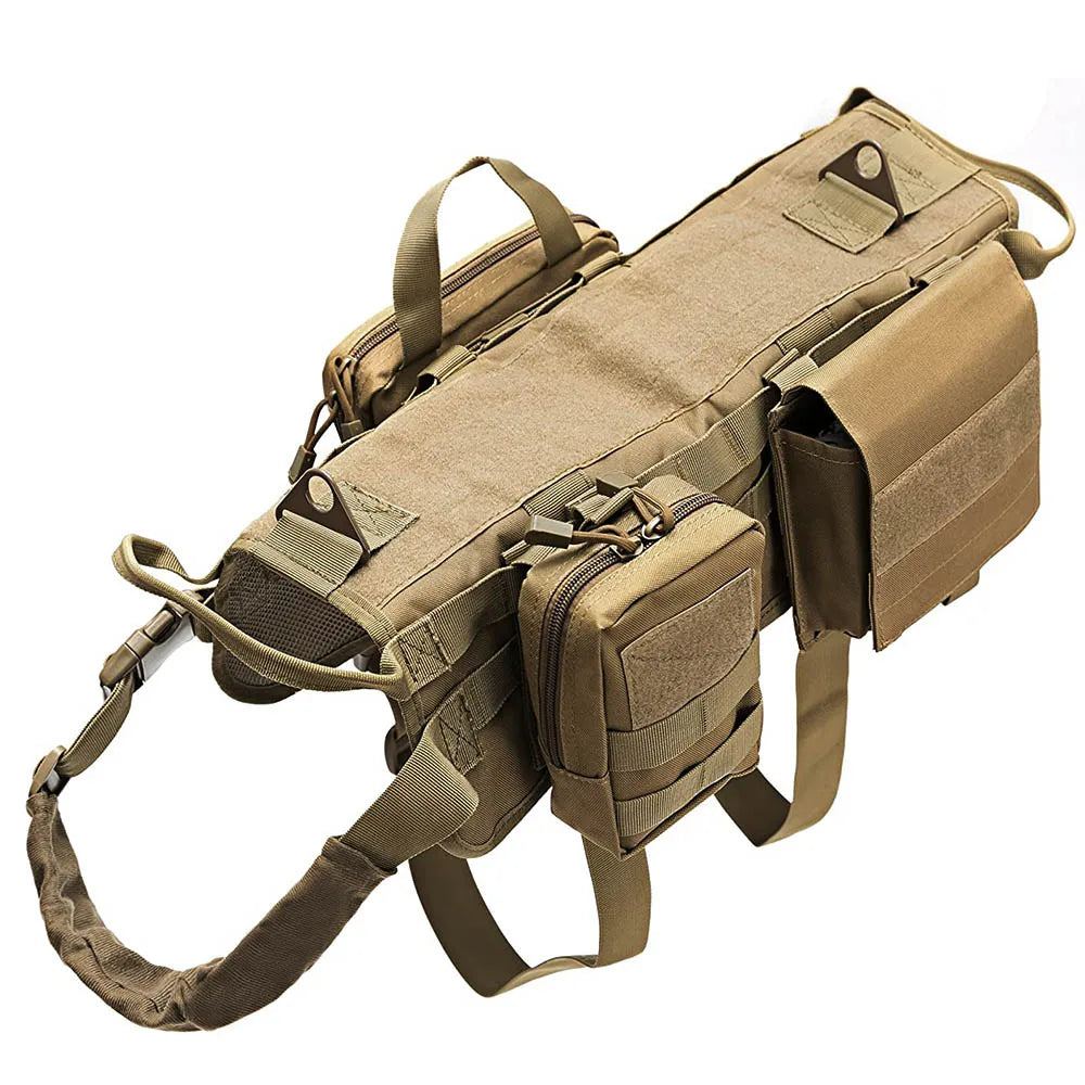 Tactical Large Dog Harness with Pouches