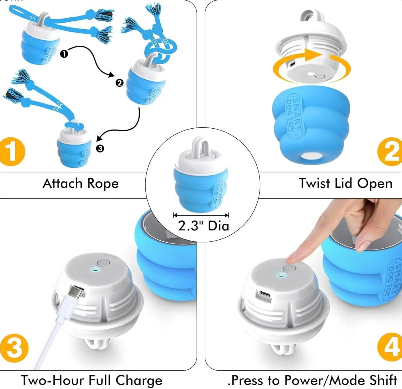 Interactive Dog Toy Ball with Rope