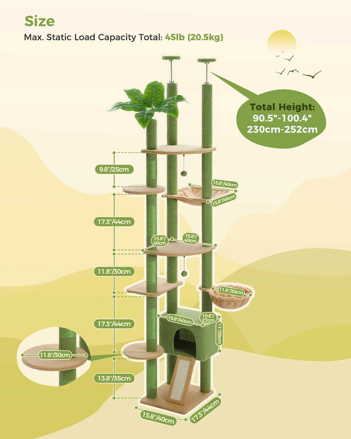 Adjustable Floor-to-Ceiling Cat Tree