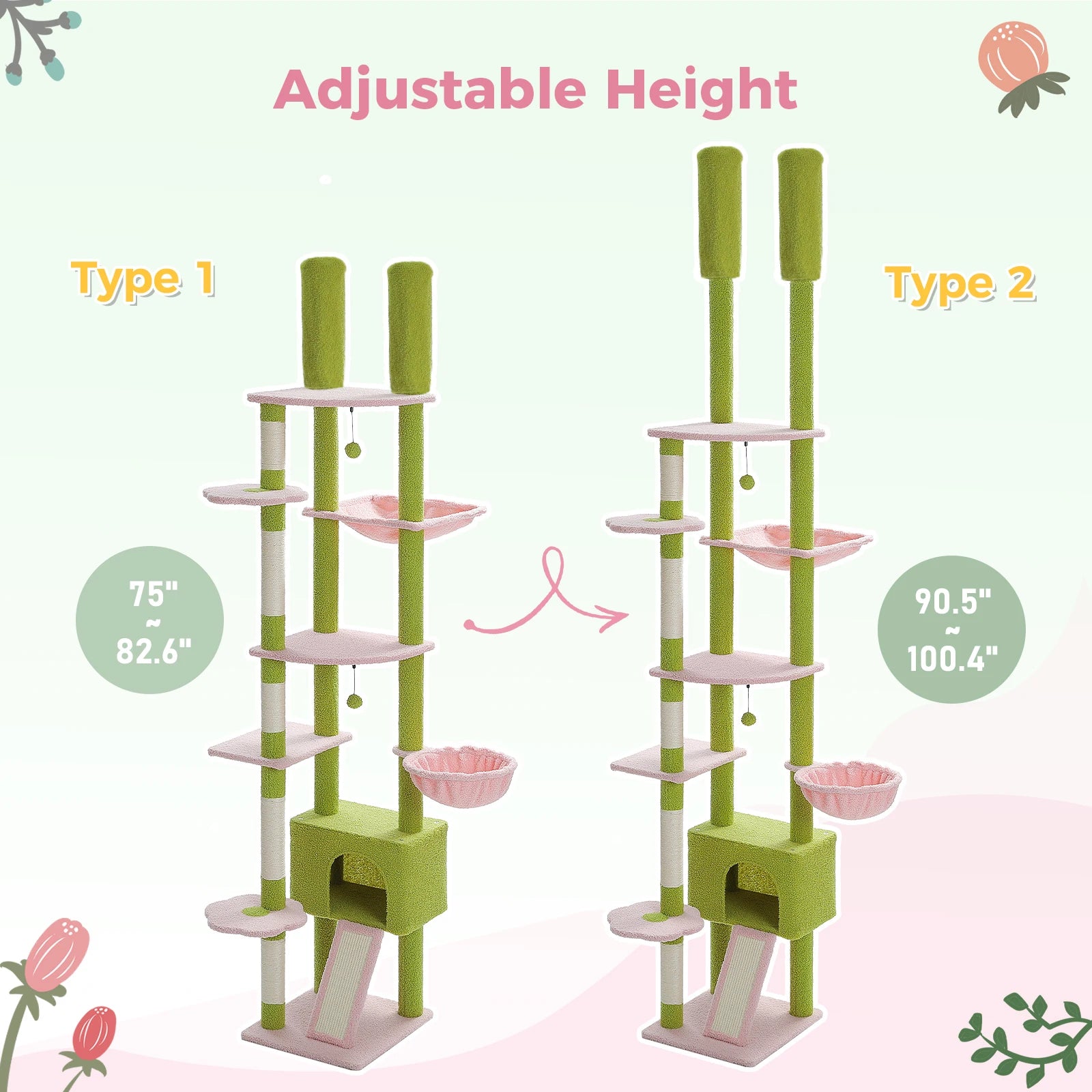 Adjustable Floor-to-Ceiling Cat Tree