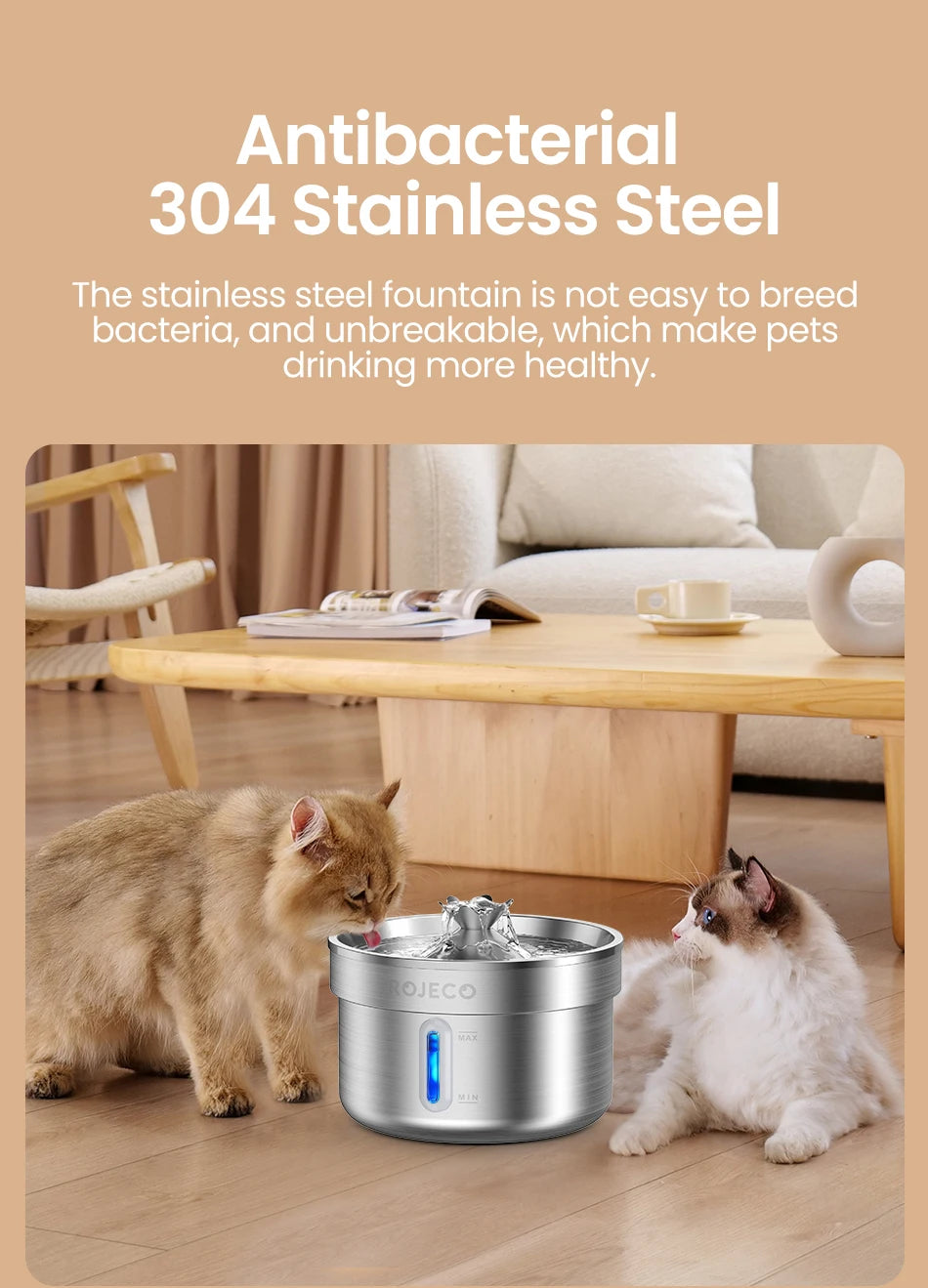 Stainless Steel Pet Drinking Automatic Water Fountain