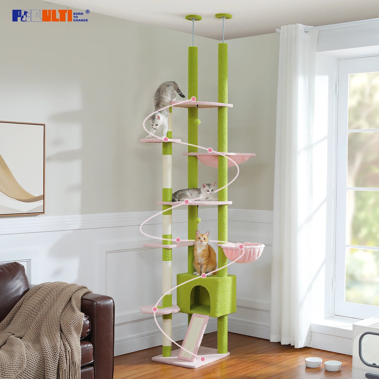 Adjustable Floor-to-Ceiling Cat Tree