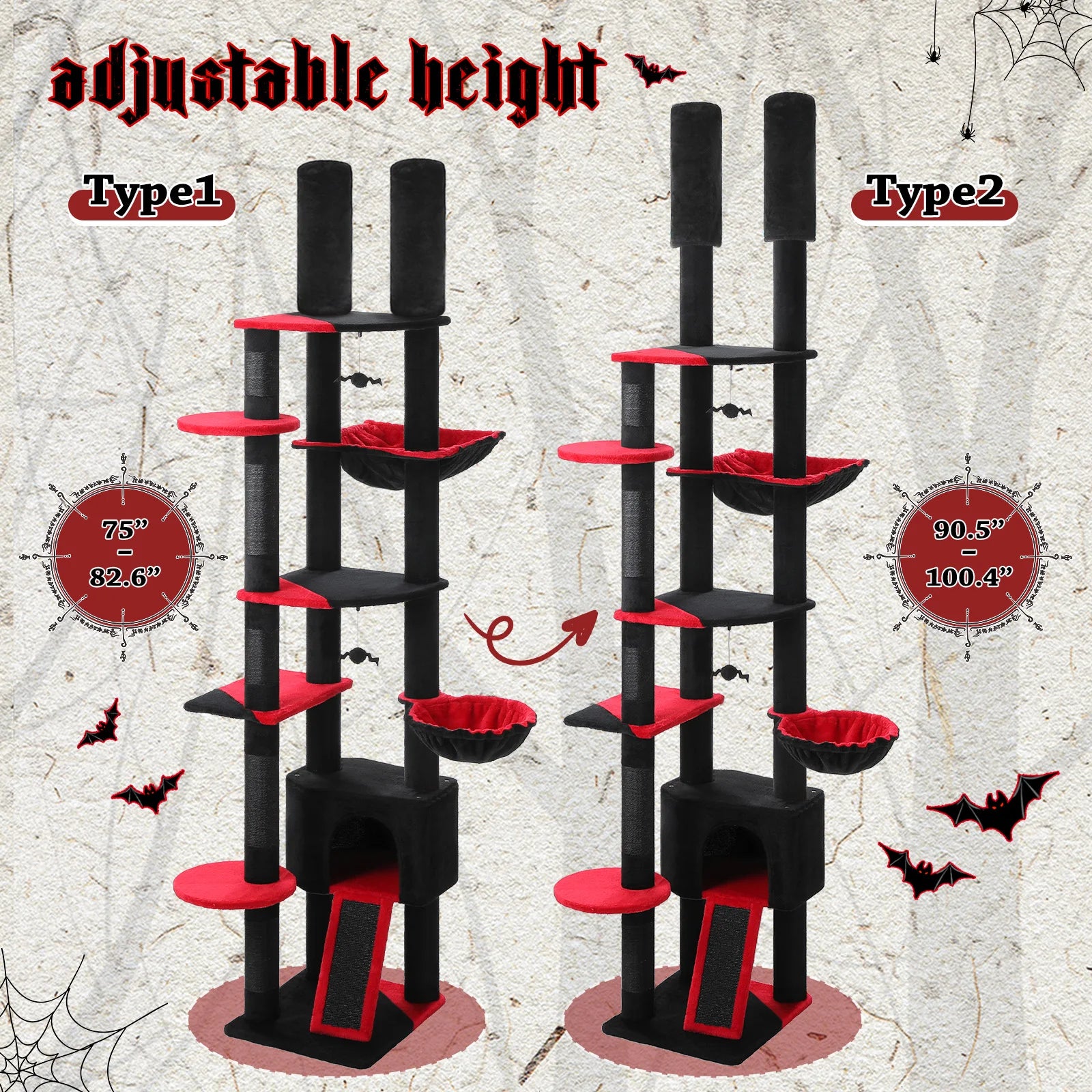 Adjustable Floor-to-Ceiling Cat Tree