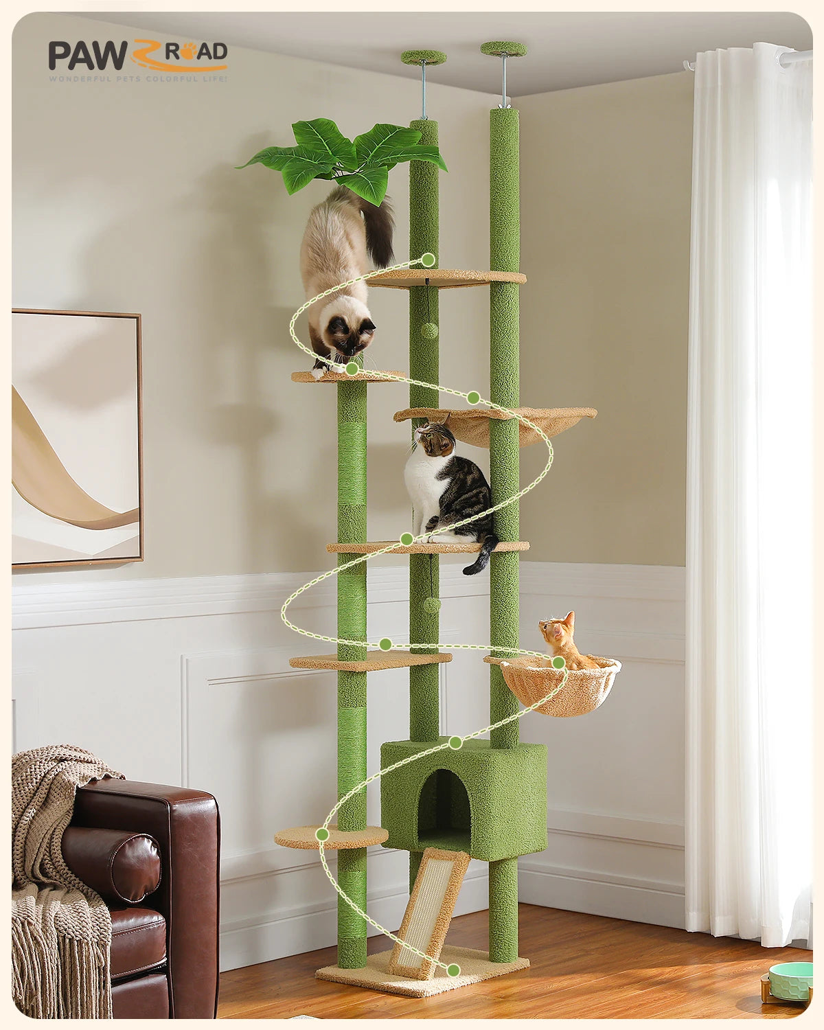 Adjustable Floor-to-Ceiling Cat Tree