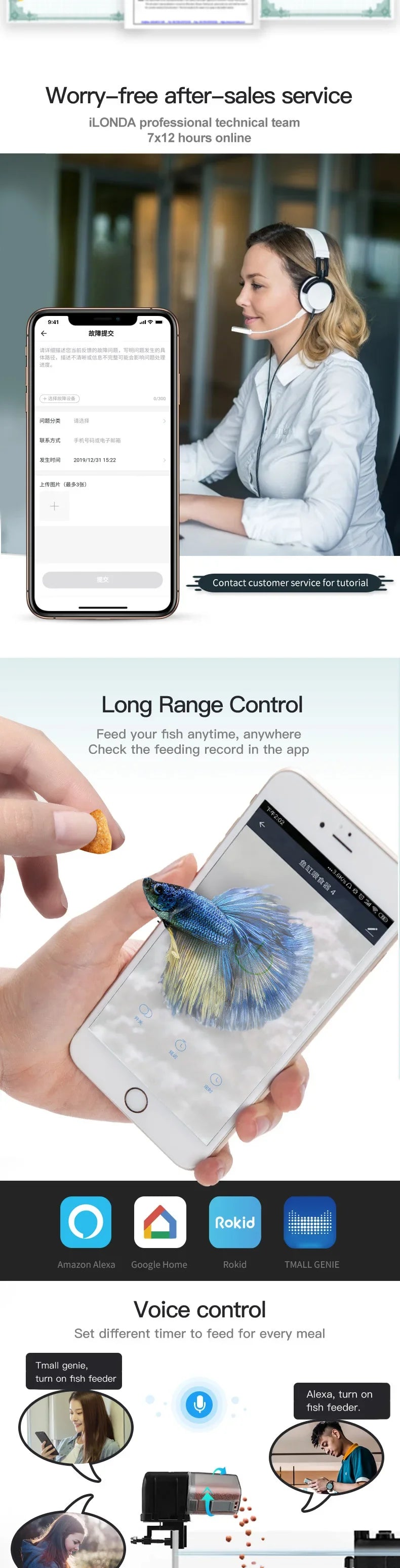 Automatic Aquarium Fish Tank Feeder with WIFI app