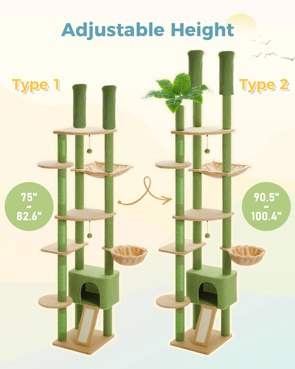 Adjustable Floor-to-Ceiling Cat Tree