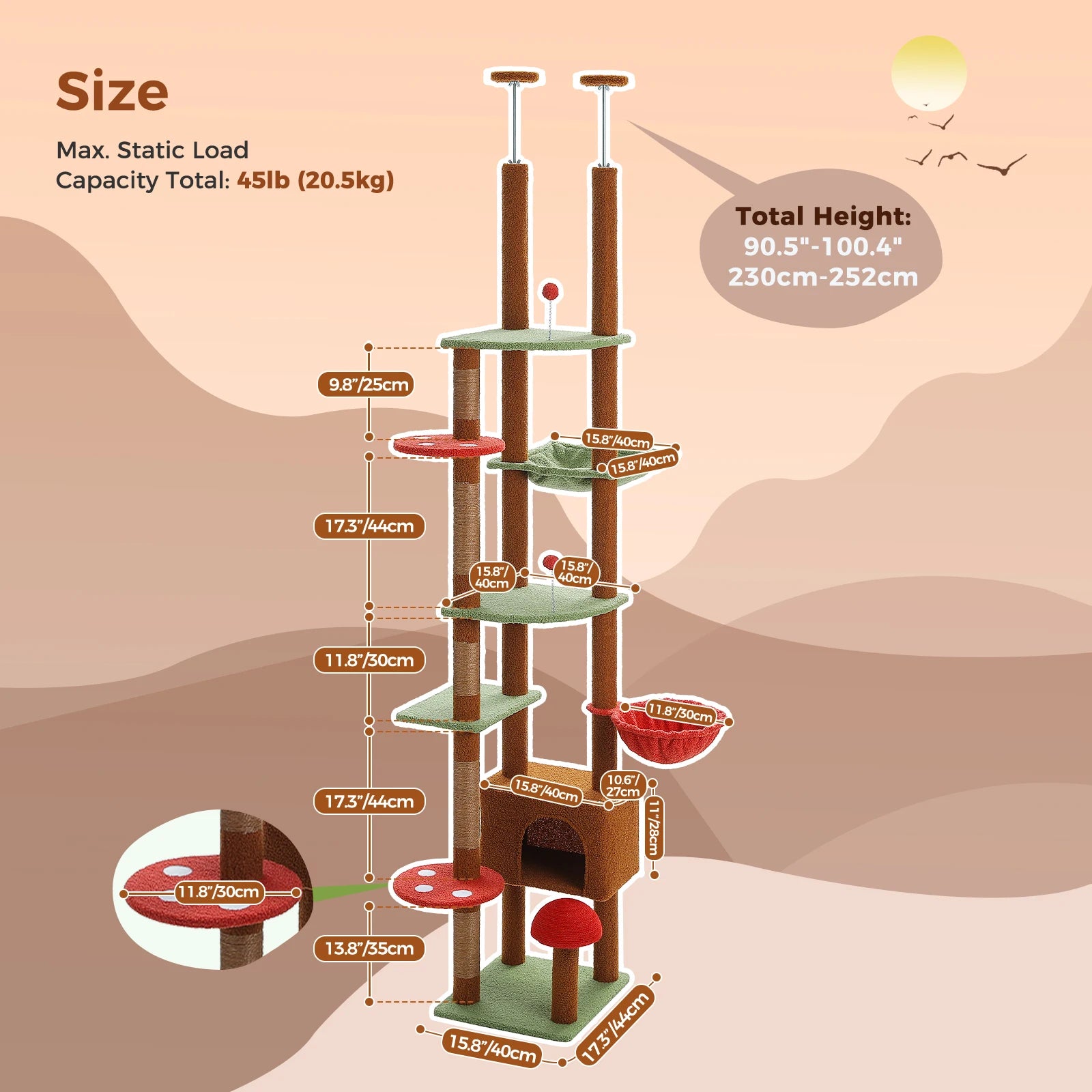 Adjustable Floor-to-Ceiling Cat Tree