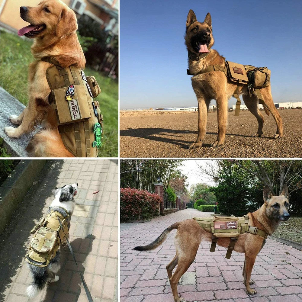 Tactical Large Dog Harness with Pouches