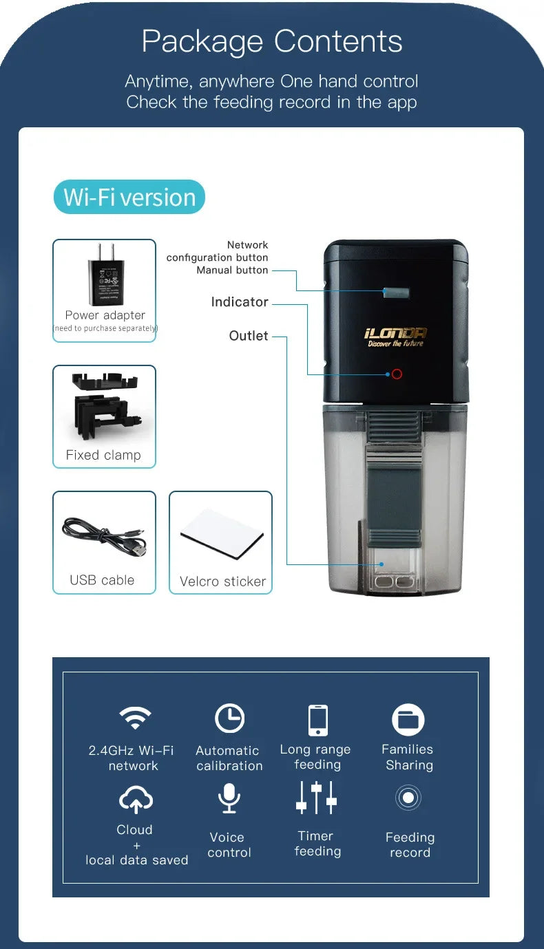 Automatic Aquarium Fish Tank Feeder with WIFI app