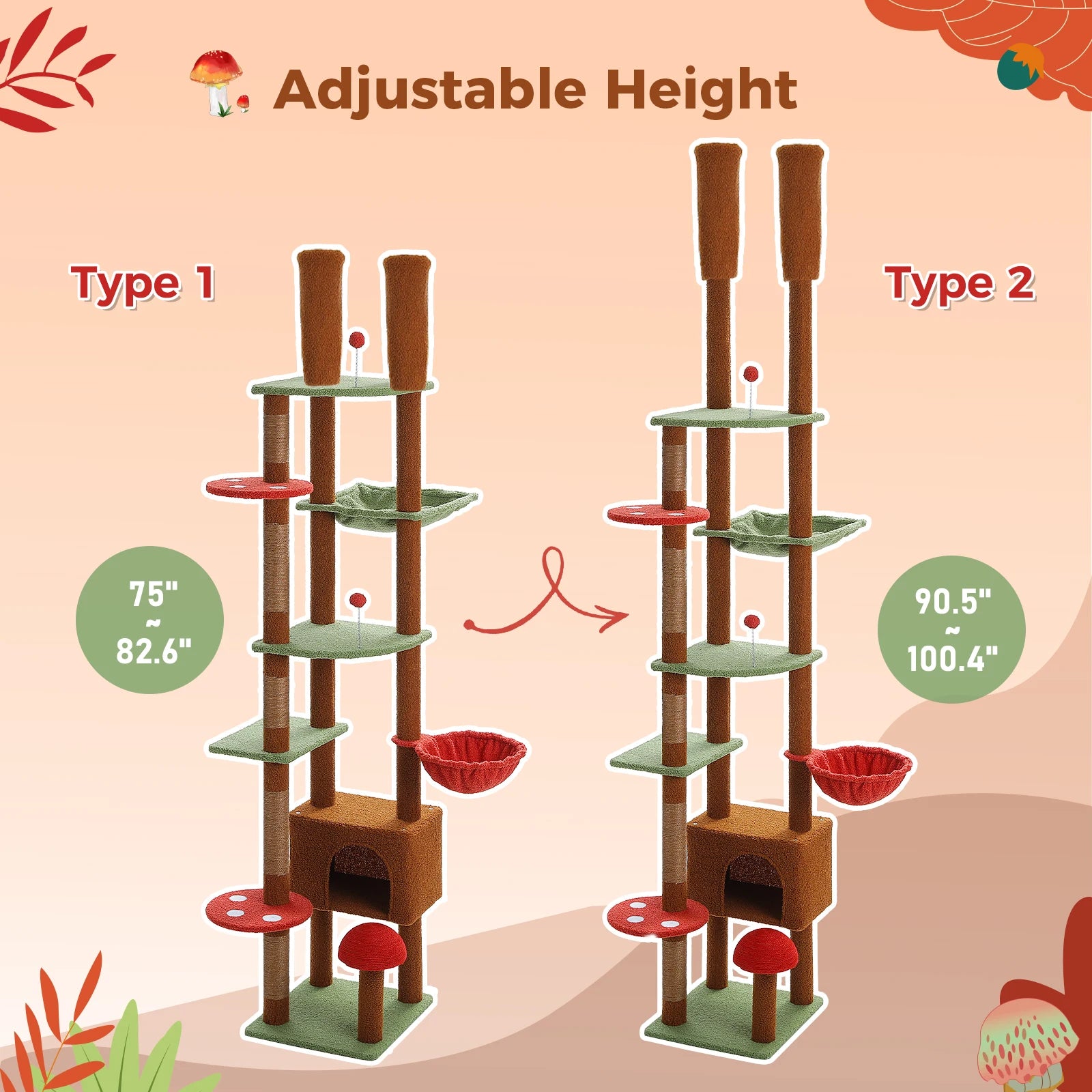 Adjustable Floor-to-Ceiling Cat Tree