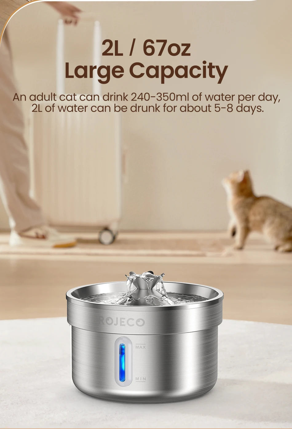 Stainless Steel Pet Drinking Automatic Water Fountain