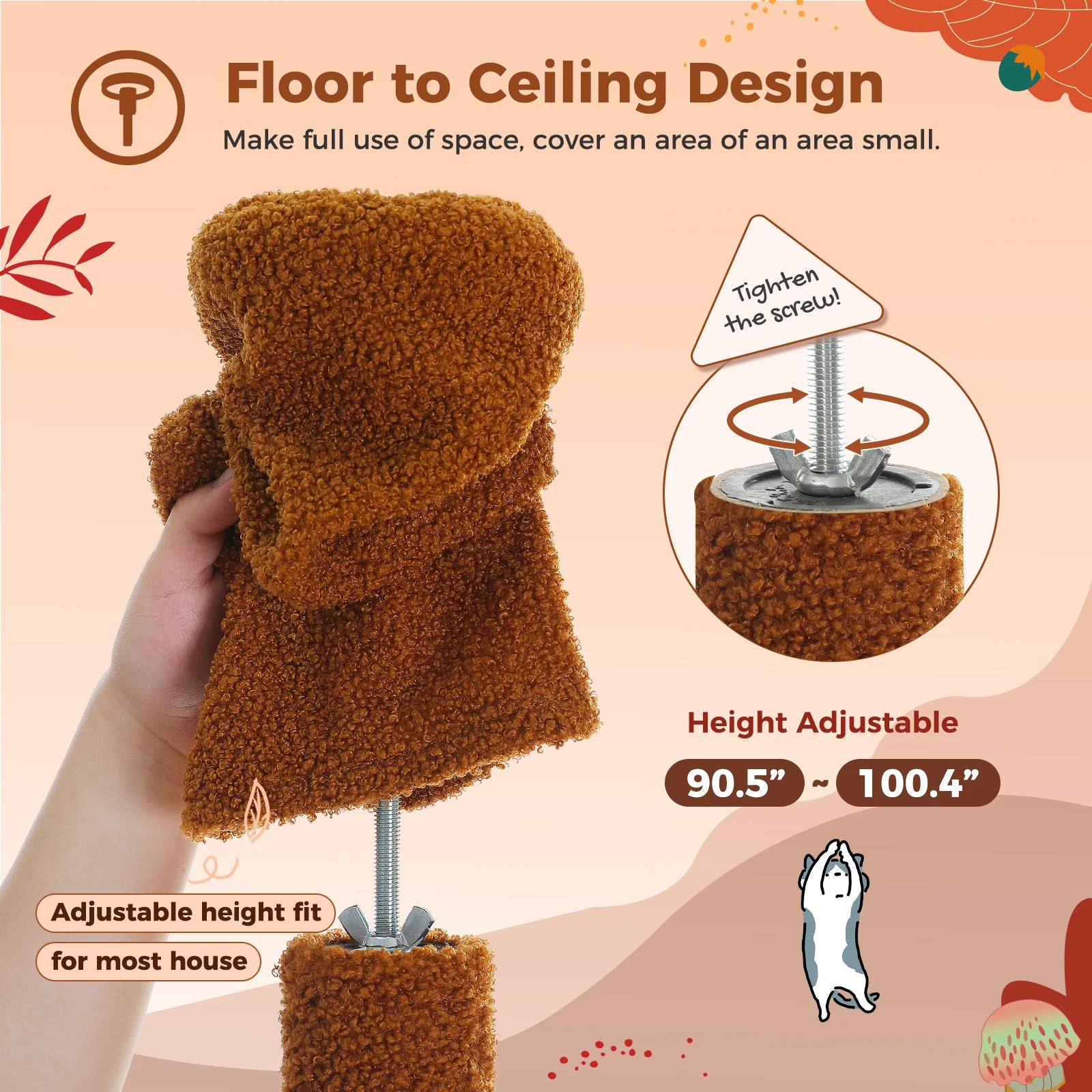Adjustable Floor-to-Ceiling Cat Tree