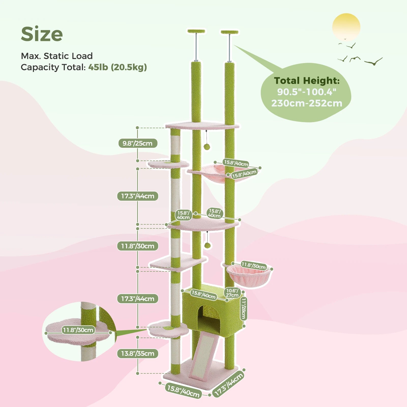 Adjustable Floor-to-Ceiling Cat Tree
