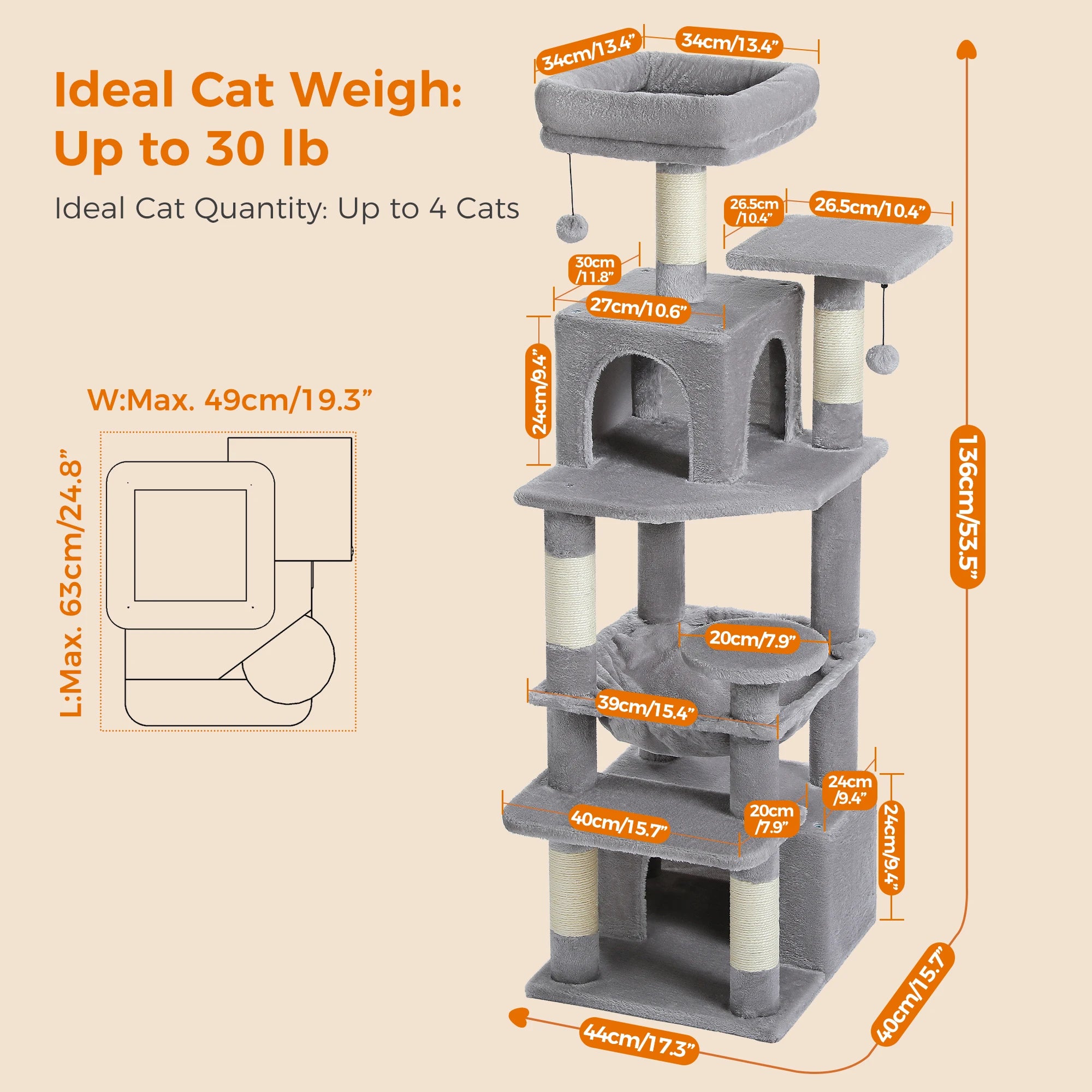 Large Grey Cat Tree
