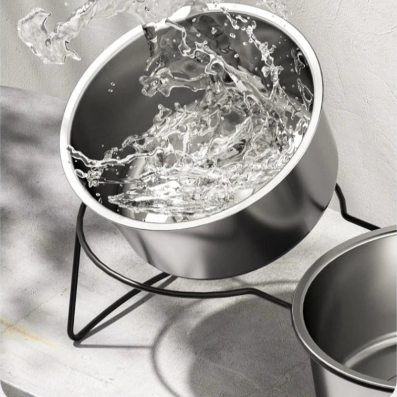 Stainless Steel Slow Feeder Dog Bowl – Elevated Anti-Slip Stand-