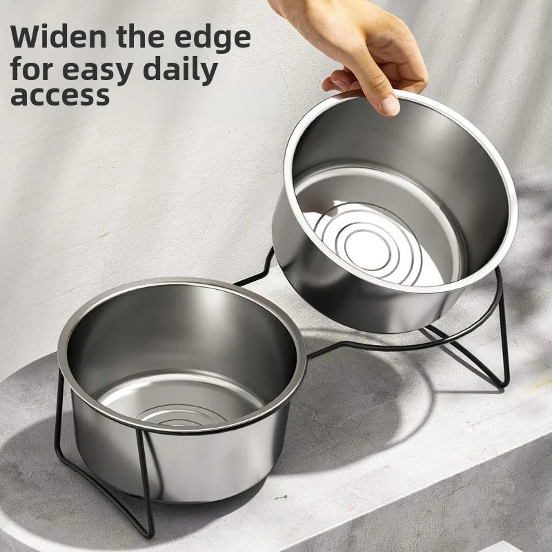 Stainless Steel Slow Feeder Dog Bowl – Elevated Anti-Slip Stand