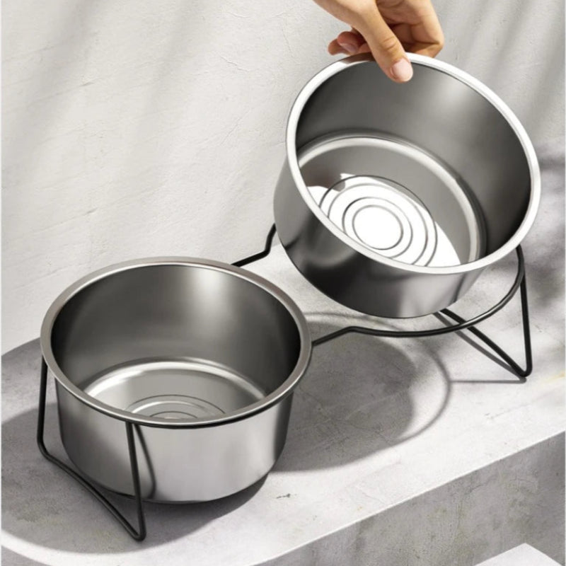Stainless Steel Slow Feeder Dog Bowl – Elevated Anti-Slip Stand
