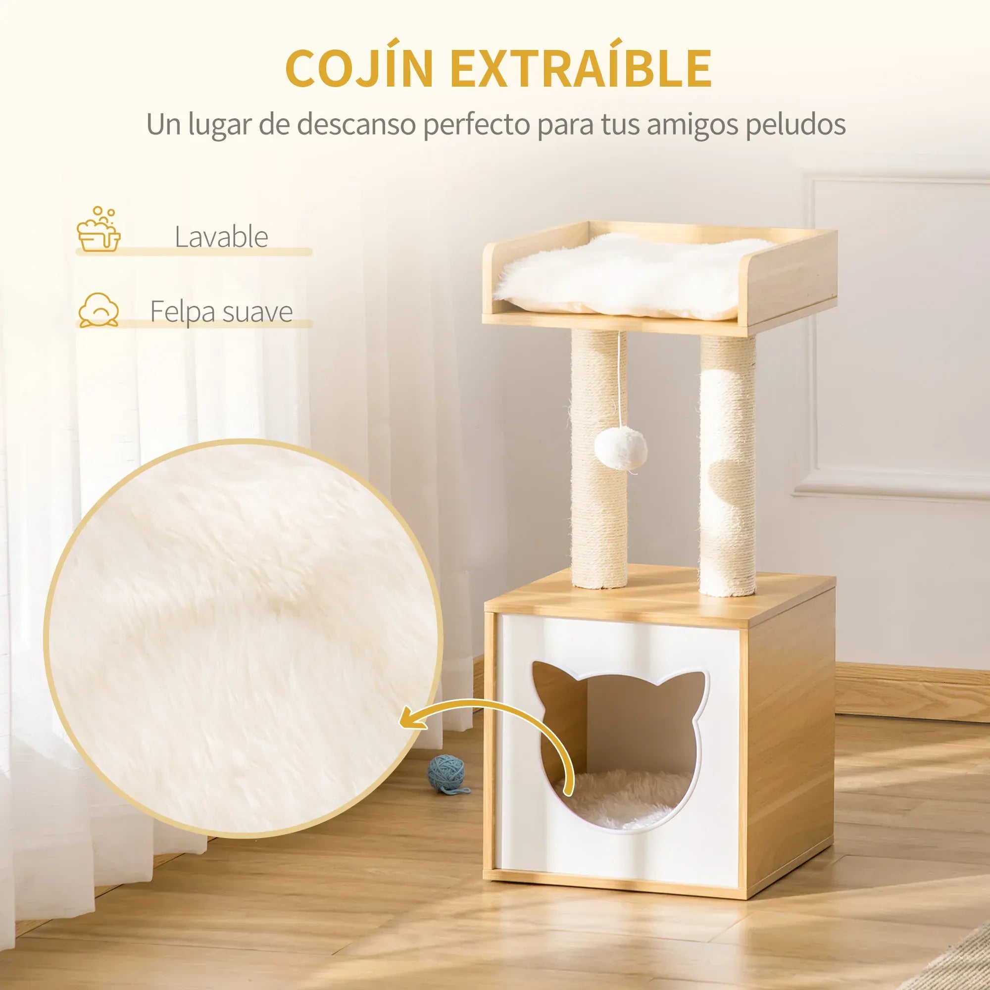 TechnuPet Cat Tree spain Compact Cat Tree with Cave Bed