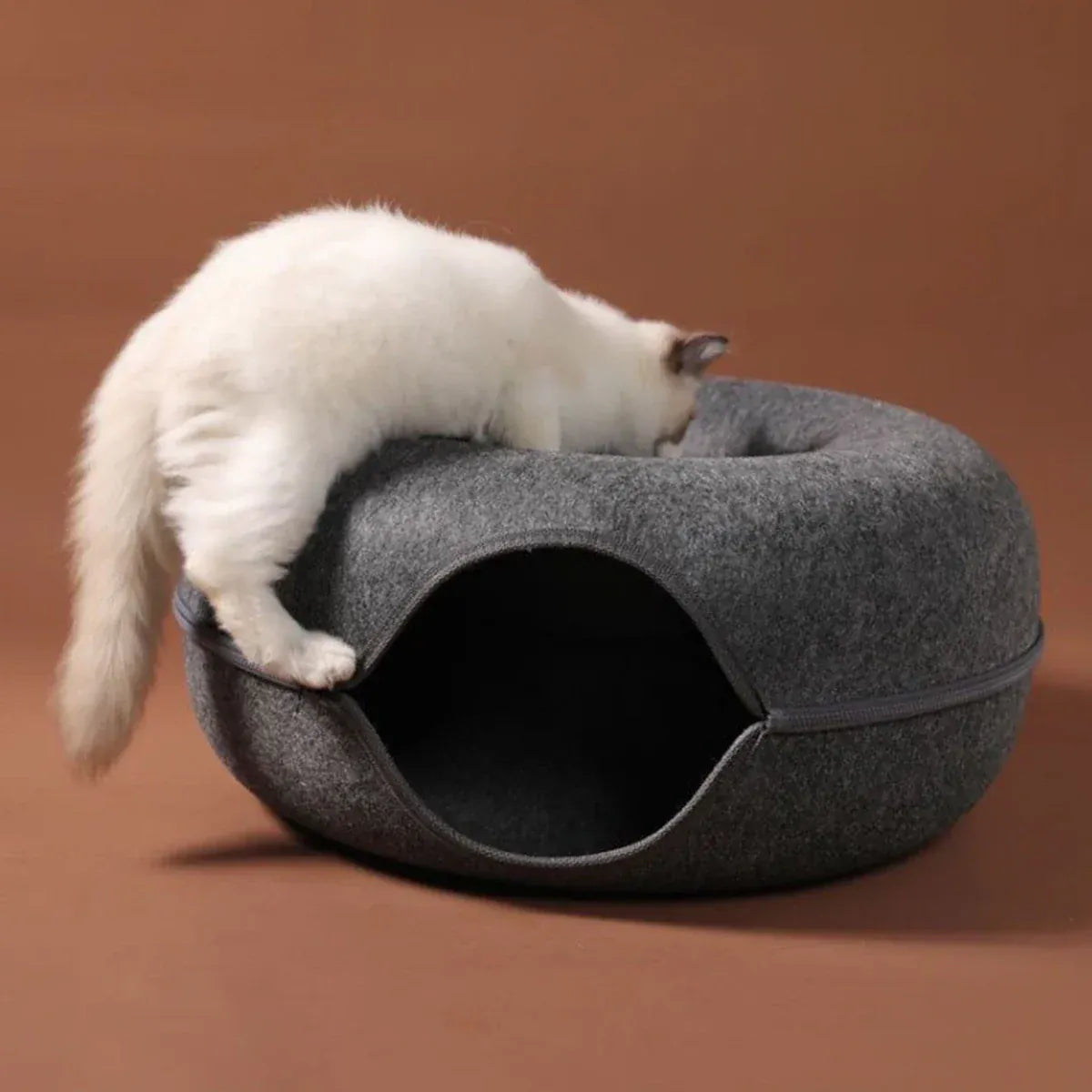 TechnuPet Cat Bed Felt Donut Cat Bed & Tunnel
