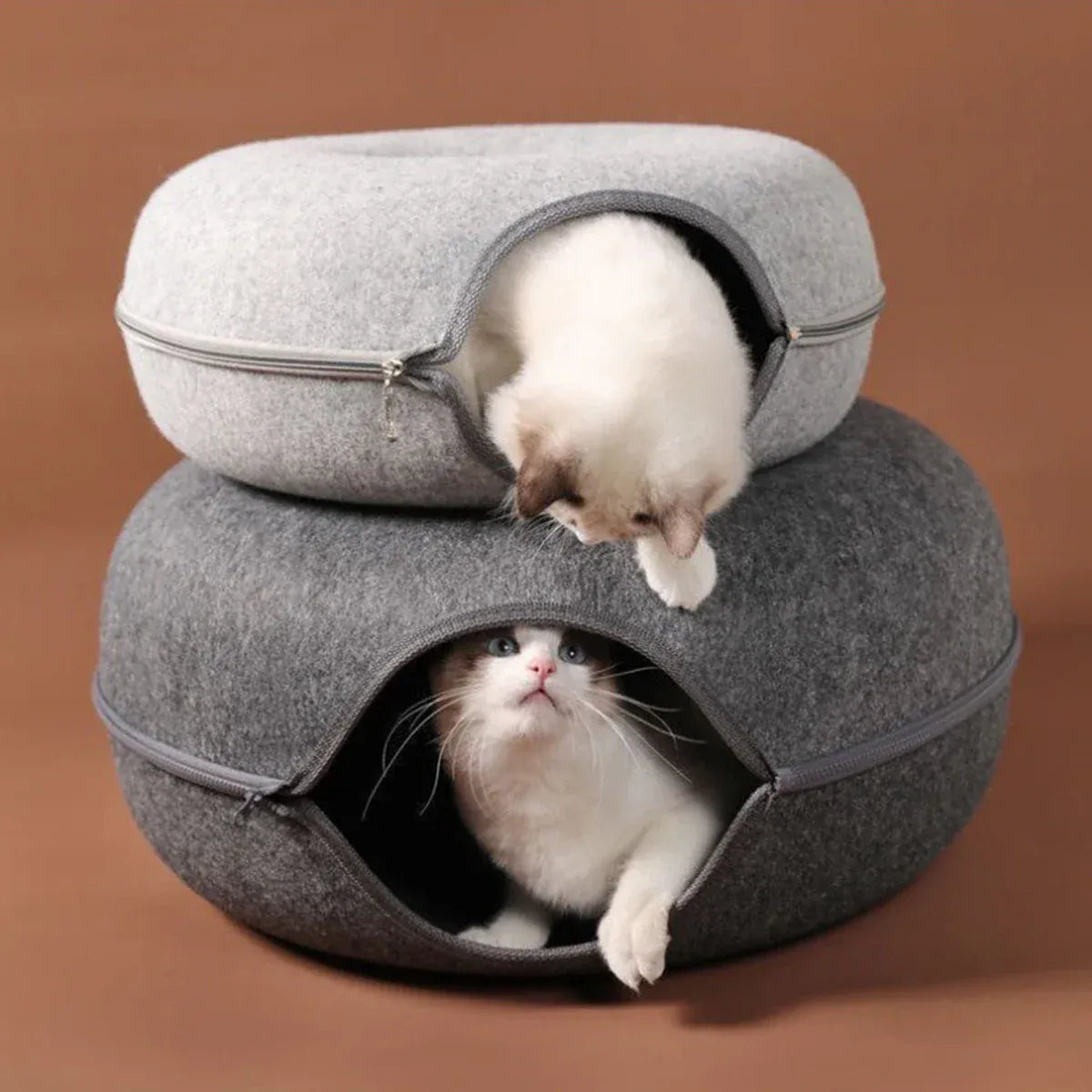 TechnuPet Cat Bed Felt Donut Cat Bed & Tunnel
