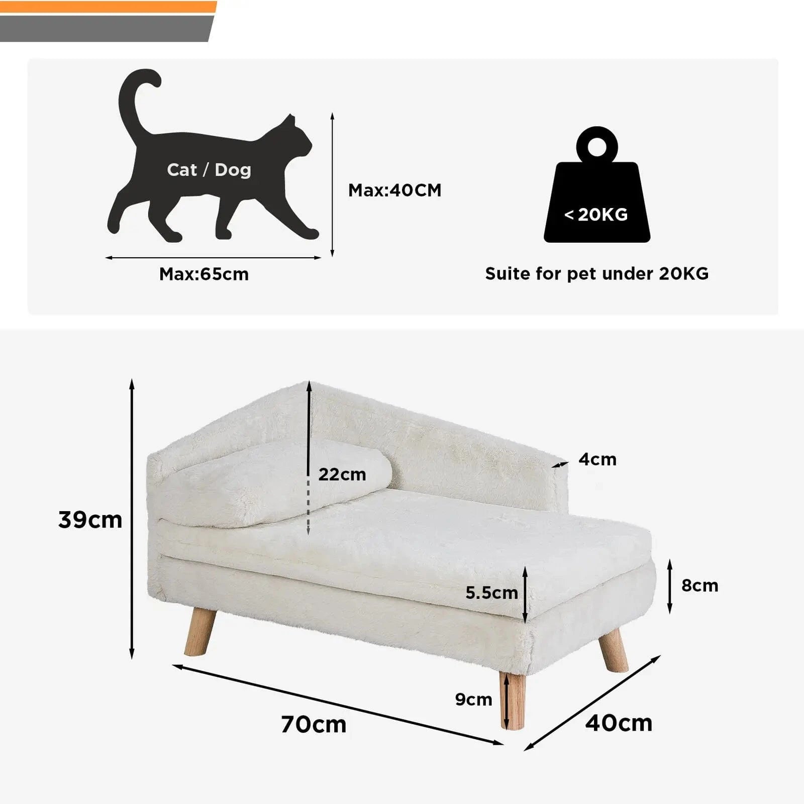 TechnuPet Cat Bed L-Shaped Elevated Pet Sofa