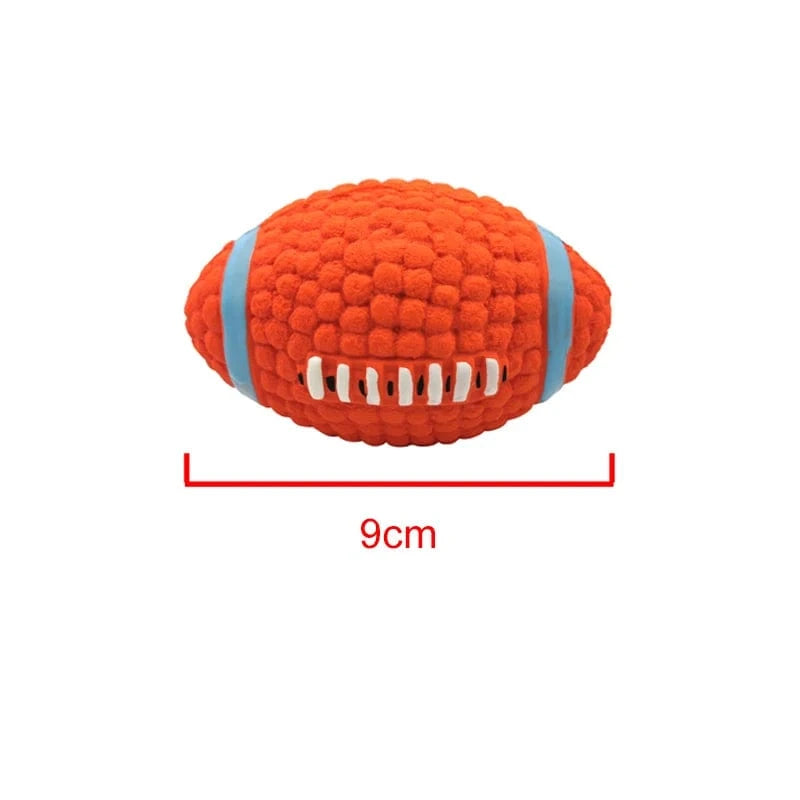 TechnuPet Dog Toys Rugby S Latex Sports Ball Squeaky Dog Toy