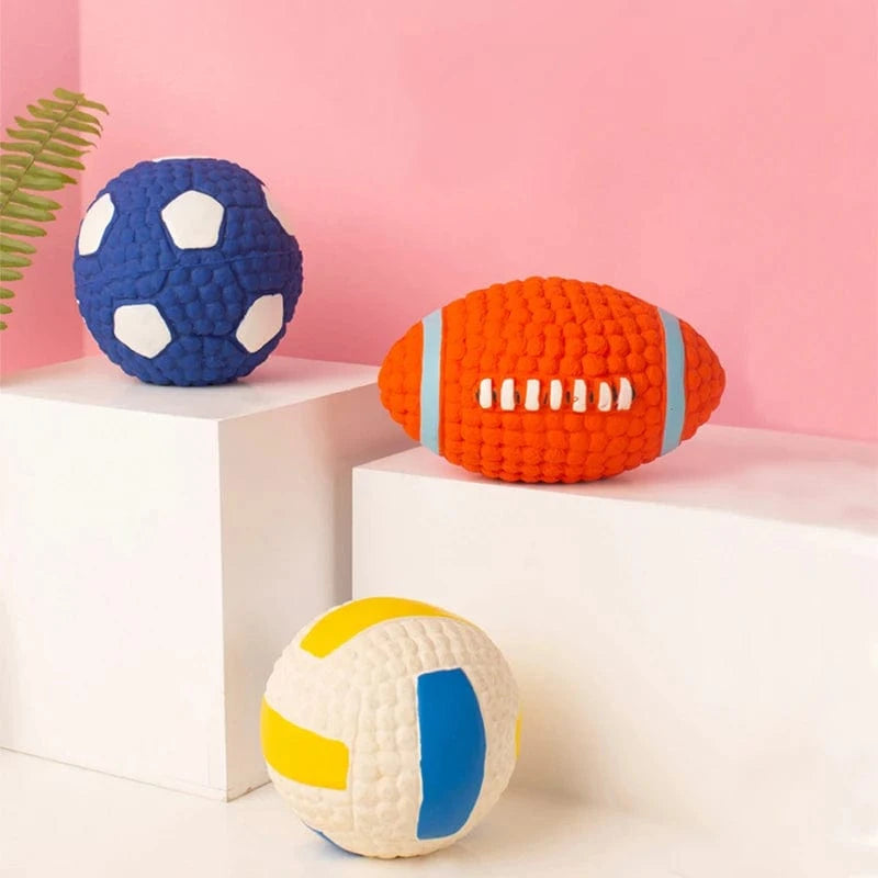 TechnuPet Dog Toys Latex Sports Ball Squeaky Dog Toy