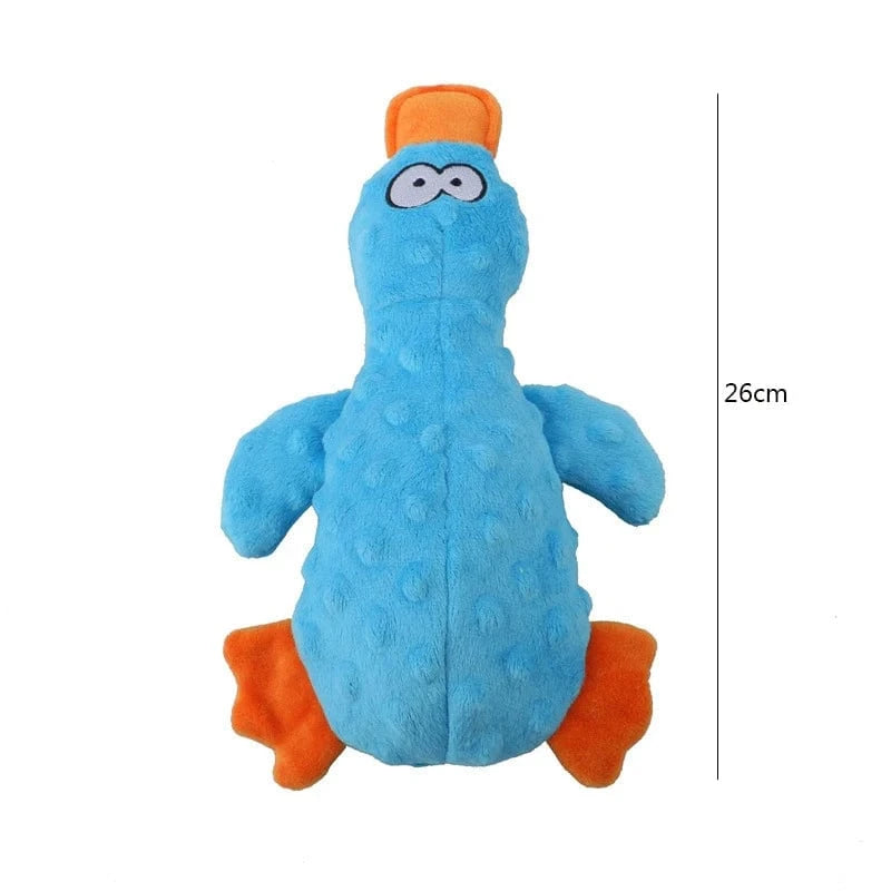 TechnuPet Dog Toys Blue Plush Duck Squeaky Dog Toy