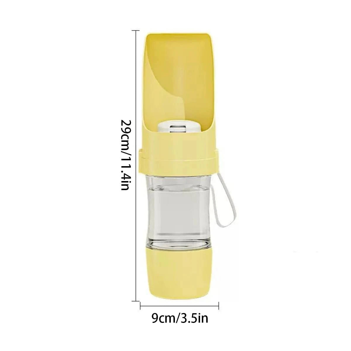 TechnuPet Smart Cat Feeder Yellow Portable Pet Water Bottle with Food Storage