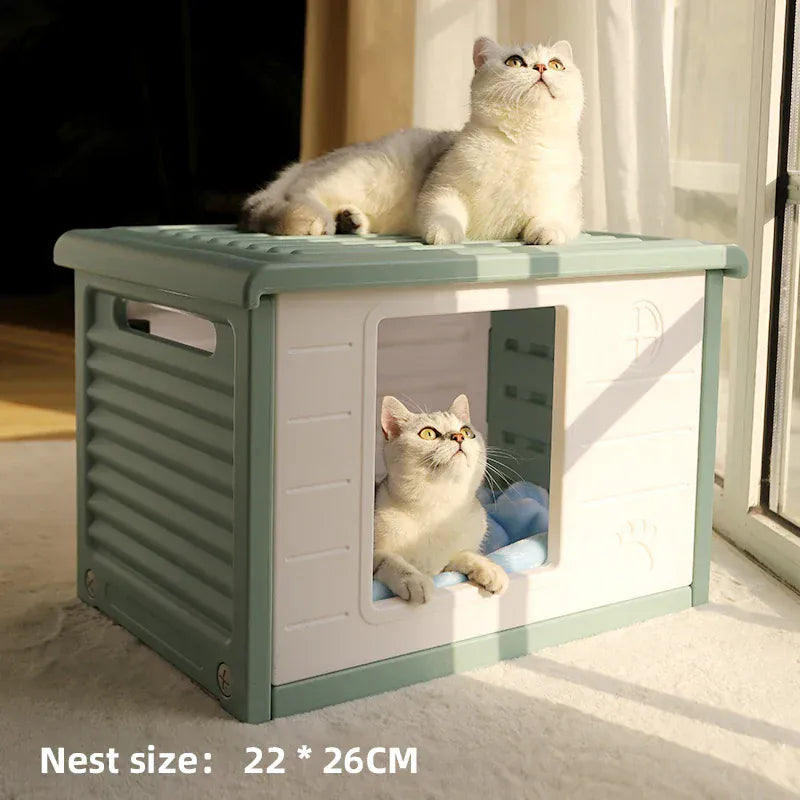 TechnuPet Cat Houses Green Rainproof Outdoor Cat House