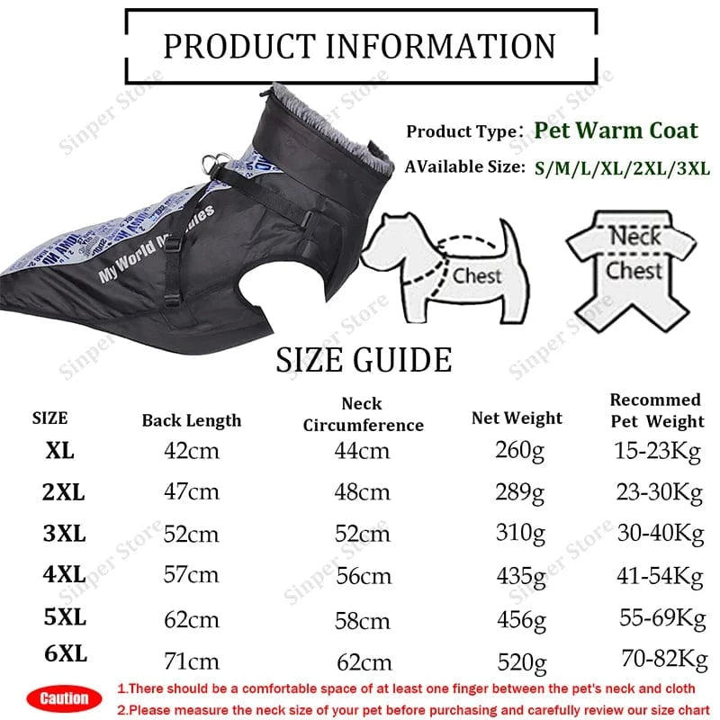 TechnuPet Pet Clothing JY2500173-SB / XXXL Reflective Waterproof Warm Dog Jacket