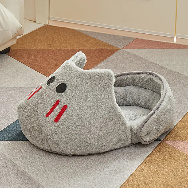 TechnuPet Cat Bed Grey / 50X34X21CM Semi-Enclosed Cat Bed Slip-On Style