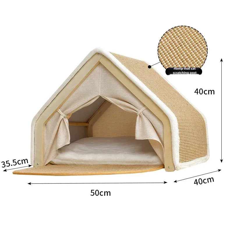 TechnuPet Cat Houses 50x40x40cm / China Semi-Enclosed Cat House with Scratcher