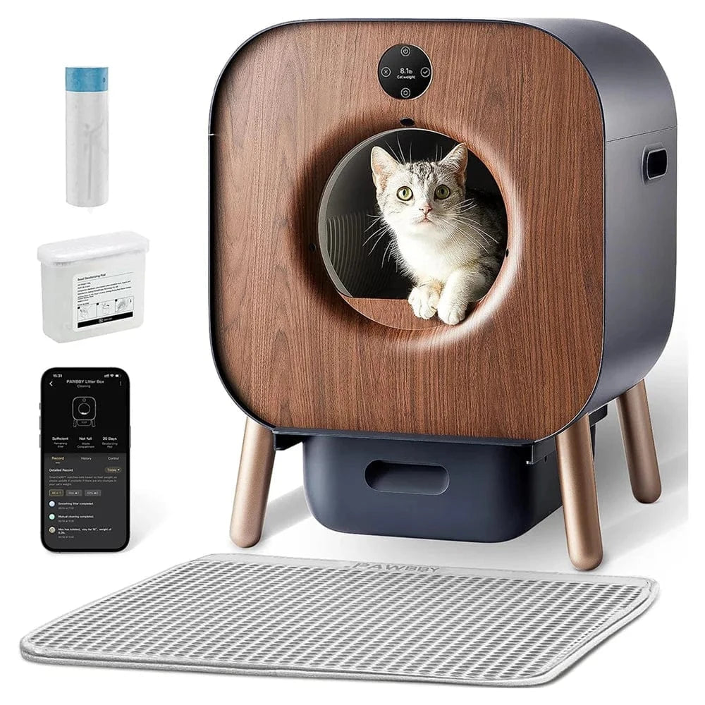 TechnuPet Cat Litters PAWBBY P1 Ultra / GERMANY Smart Cat Litter Box with Wood Design