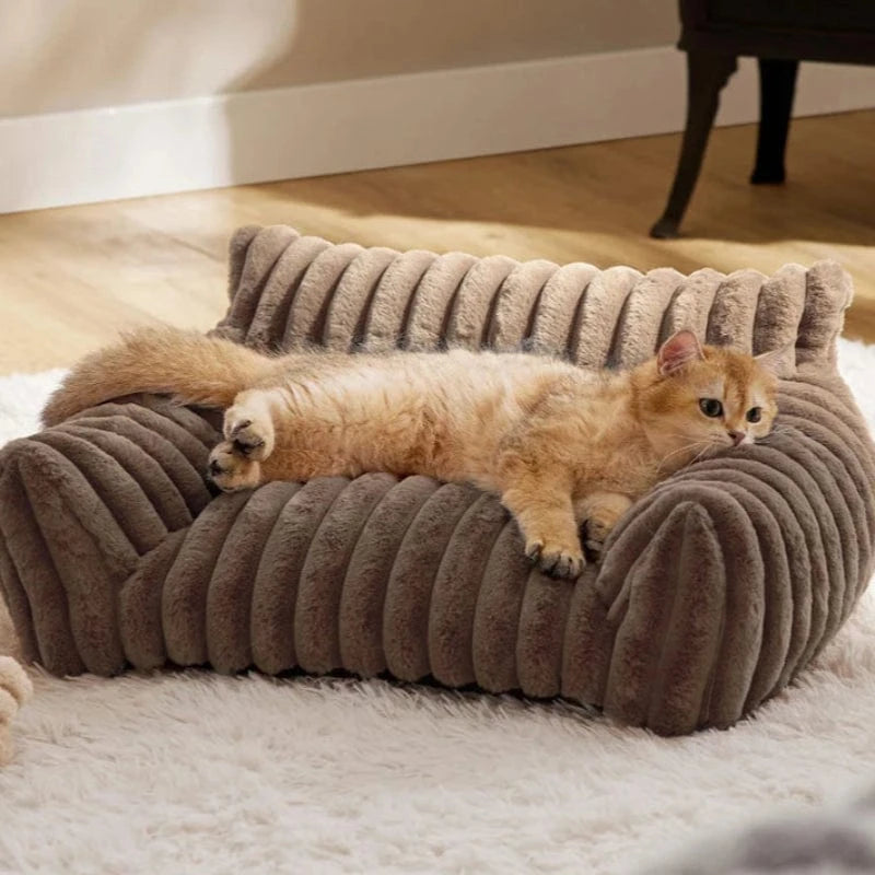 TechnuPet Cat Bed Striped Plush Cat Bed