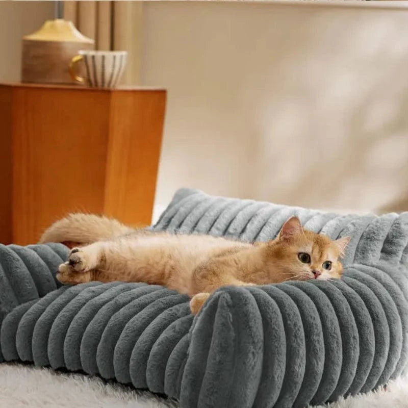 TechnuPet Cat Bed Striped Plush Cat Bed