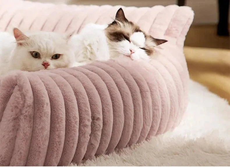 TechnuPet Cat Bed Striped Plush Cat Bed
