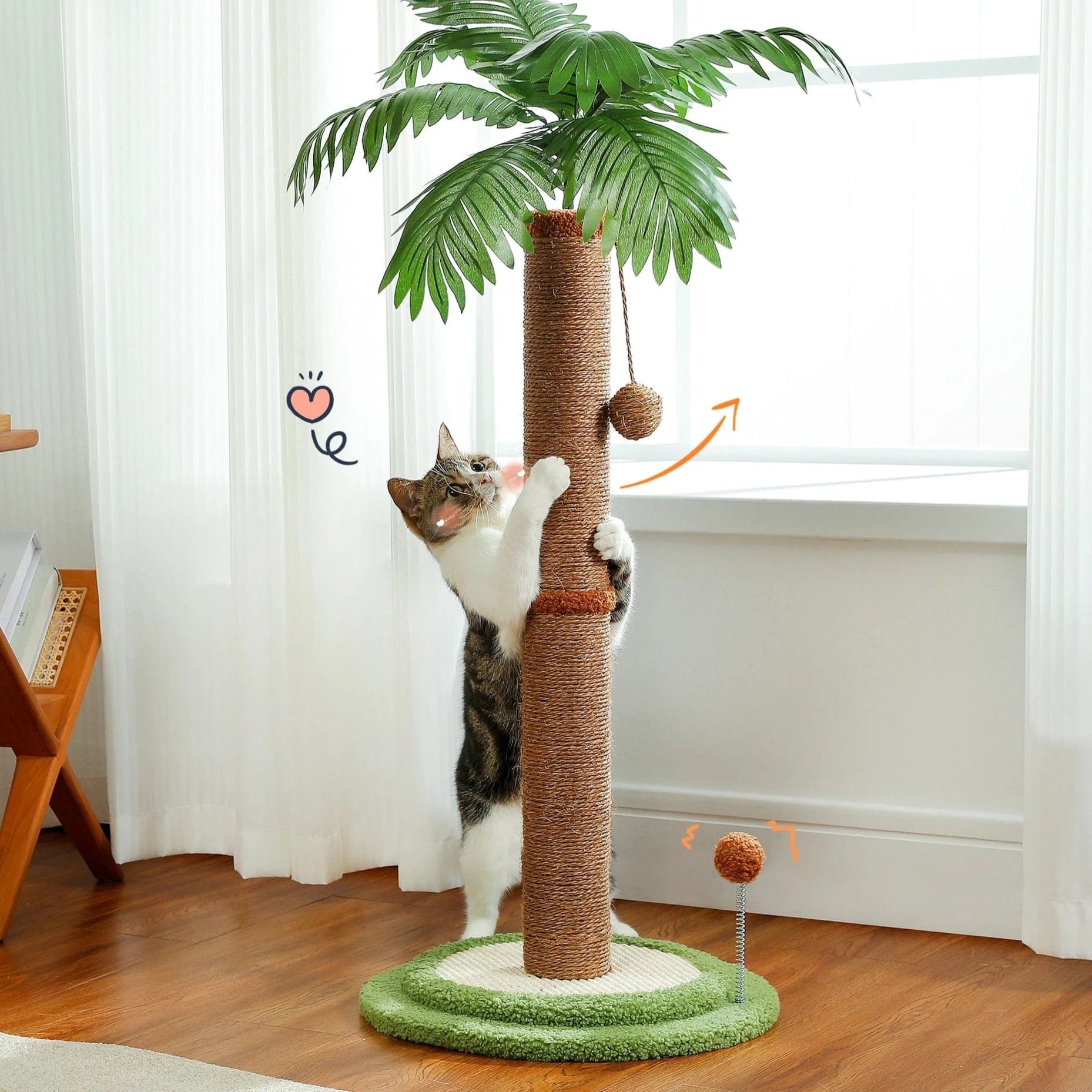TechnuPet Cat Scratching Post Tall Cat Scratching Post with Spring Ball