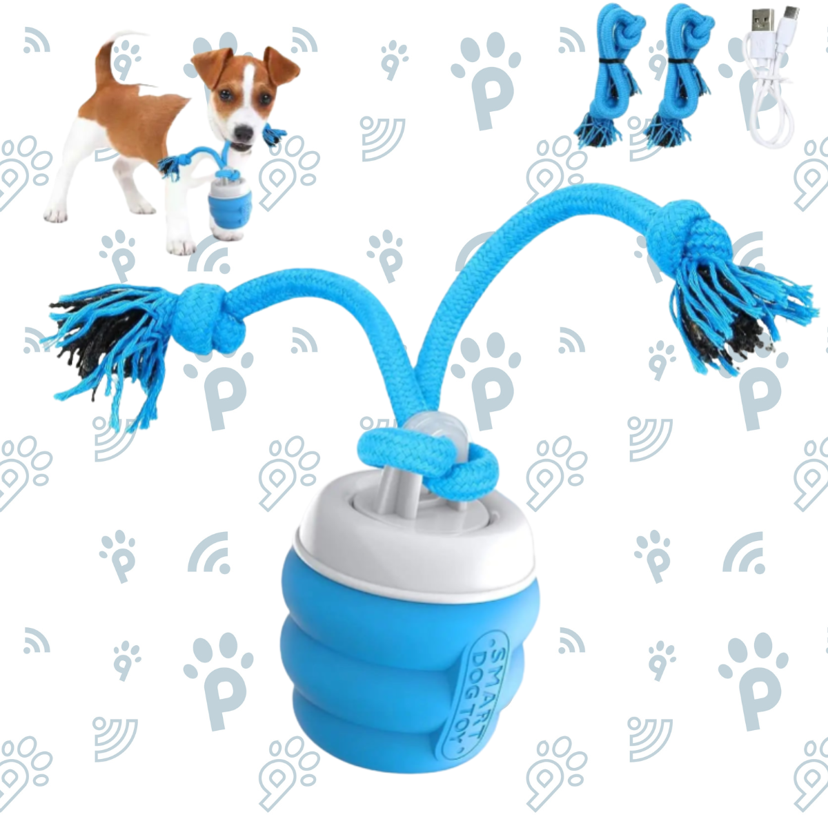 Interactive Dog Toy Ball with Rope