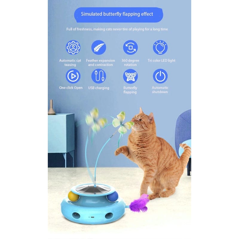 TechnuPet Smart Cat Toys White 3-in-1 Interactive Cat Toy Set