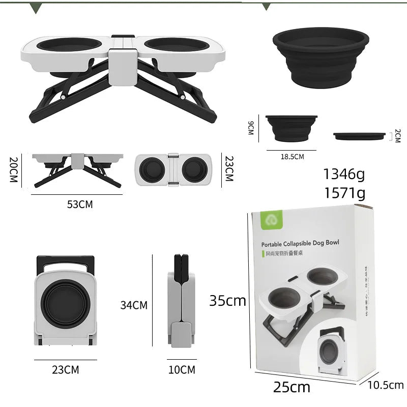 Foldable Elevated Double Pet Bowl