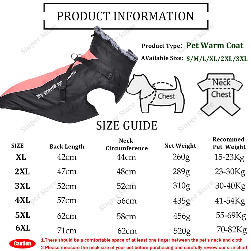 Reflective Waterproof Warm Dog Jacket