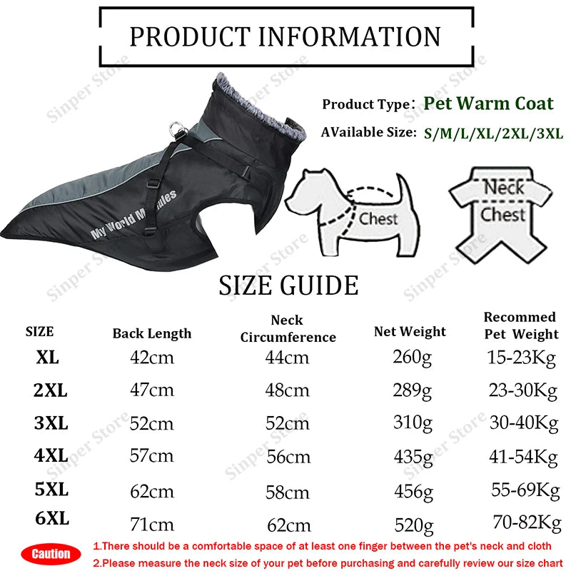 Reflective Waterproof Warm Dog Jacket