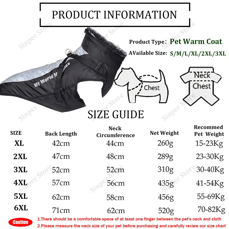 Reflective Waterproof Warm Dog Jacket