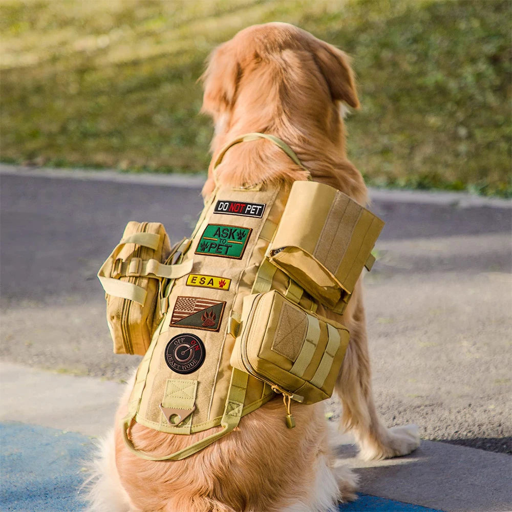 Tactical Large Dog Harness with Pouches