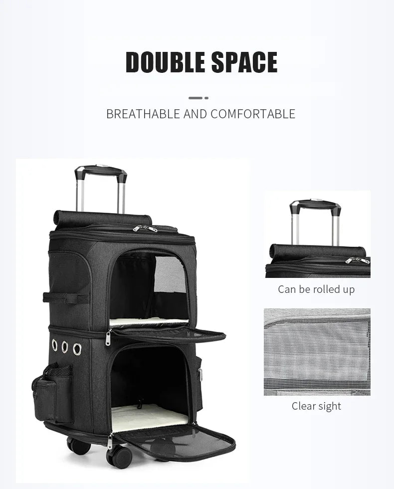 Double Pet Trolley Bag