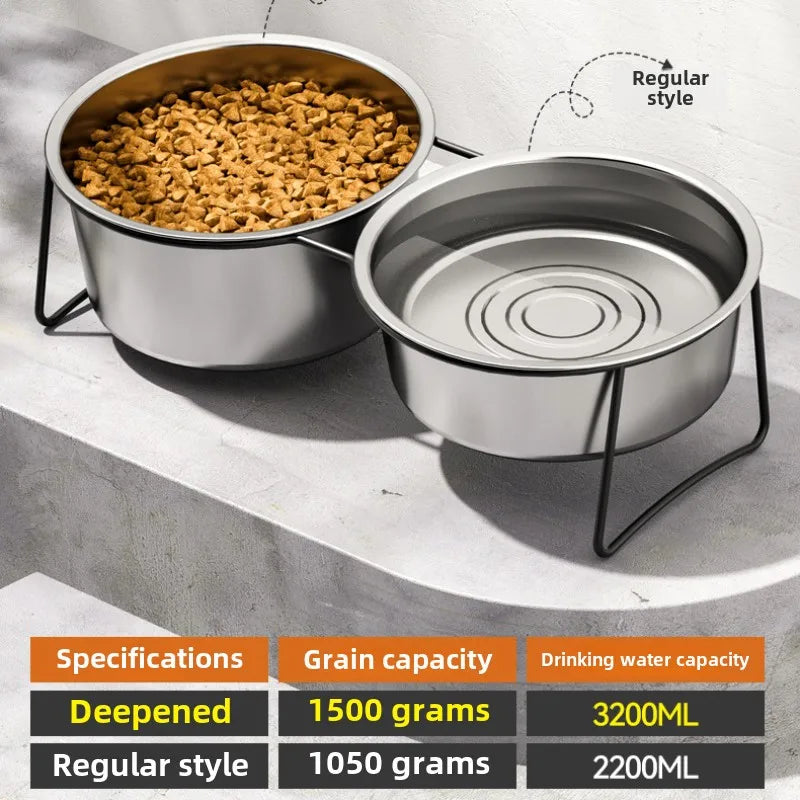 Stainless Steel Slow Feeder Dog Bowl – Elevated Anti-Slip Stand
