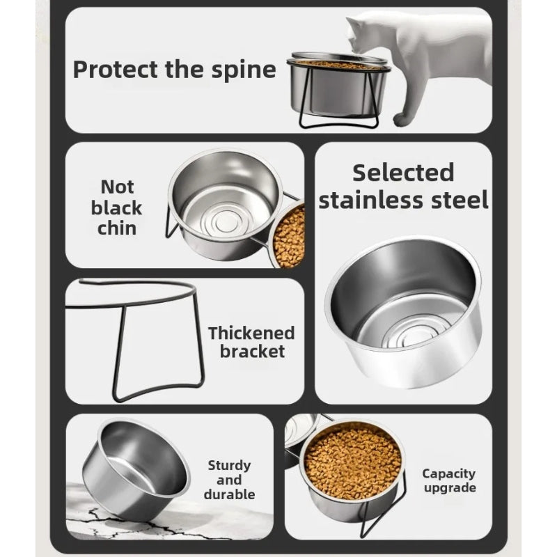 Stainless Steel Slow Feeder Dog Bowl – Elevated Anti-Slip Stand
