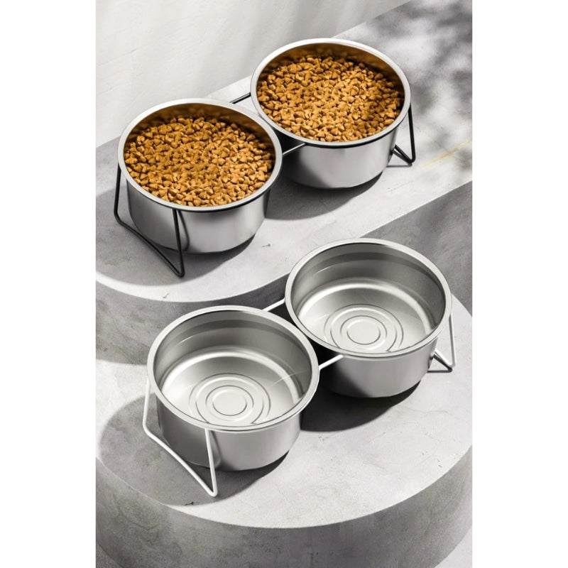 Stainless Steel Slow Feeder Dog Bowl – Elevated Anti-Slip Stand