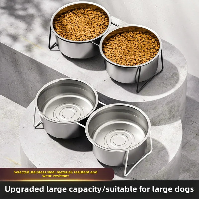 Stainless Steel Slow Feeder Dog Bowl – Elevated Anti-Slip Stand